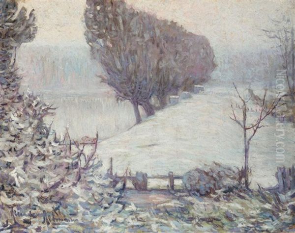Poplars In A Winter Landscape - view 1