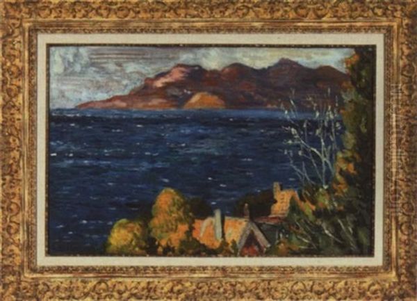 Coastal Scene With Mountains And Village - view 1