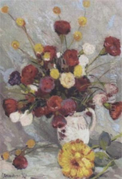Flower Arrangement In A Ceramic Jug - view 1