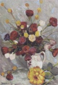 Flower Arrangement In A Ceramic Jug by Alexandre Altmann