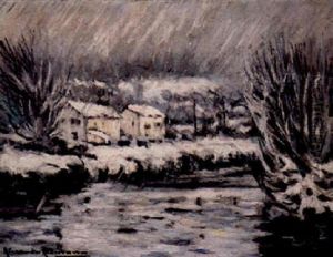 Bord De Riviere Sous La Neige by Alexandre Altmann