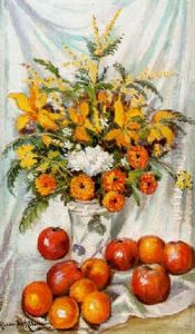Flower Vase And Apples by Alexandre Altmann