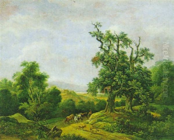 Weite Landschaft Mit Hirten Und Heimkehrender Herde - view 1