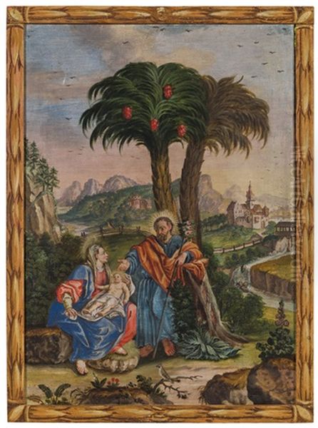 Zyklus Drei Gemalde: Ruhe Auf Der Flucht Nach Agypten; Christus Und Die Samariterin, Mutter Mit Kind Und Einem Heiligen (3 Works) - view 1