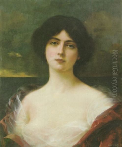 A Portrait Of A Lady With A Ruby Red Dress - view 1