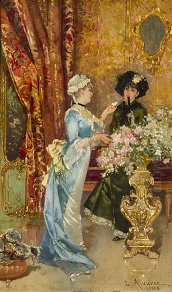 Lady In A Mourning Dress With Maid - view 1