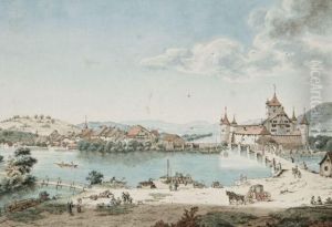 Vue De Nidau Et Du Lac De Bienne by Johann Ludwig Aberli