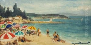 Untitled (beach Scene With View Of Coastline) by Eugenio Alvarez Dumont