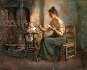 Escena De Madre Con Su Hijo by Ventura Alvarez Sala