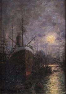 Le Port De Constantinople Au Crepuscule by Hrand Alyanak