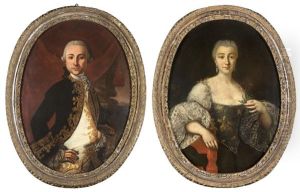 Portrait Of A Gentleman; Portrait Of A Lady by Carlo Amalfi