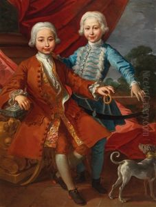 A Portrait Of Two Juvenile Princes Of The Royal Family Of Naples And Sicily by Carlo Amalfi