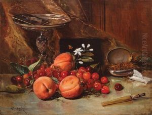 Natura Statica Cu Cirese, Caise Si Tutun by Theodor Aman