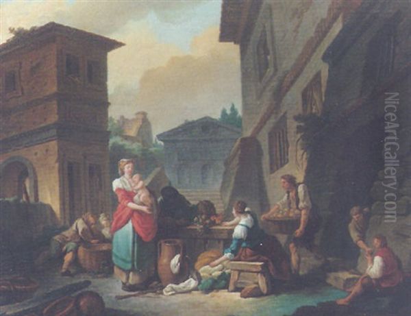A Street Scene With Vegetable Sellers - view 1