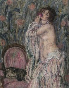 Nu A La Rose Et Chat Dans Un Interieur Nu A La Rose Et Chat Dans Un Interieur