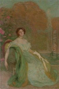 Portrait De Mademoiselle V.g by Edmond-Francois Aman-Jean