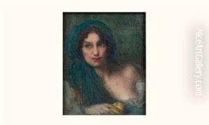 Femme Au Foulard Bleu Et Au Citron