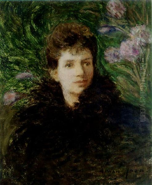 Jeune Femme Aux Fleurs Violettes - view 1