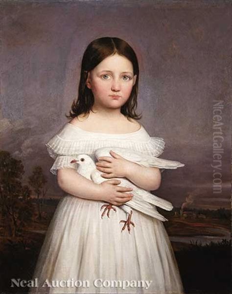 Portrait Of Jeanne Roman (1836-1889) Holding A Dove, Daughter Of Aimee Francoise Parent (b. 1797) And Louisiana Governor Andre Bienvenu Roman (1795-1866) - view 1