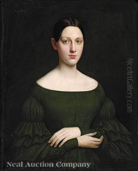 Portrait Of A Beautiful Woman In A Green Dress, A Member Of The Beauvais-decuir Family - view 1