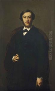 Portrait D'homme A La Cape Rouge Et Au Col Fourre