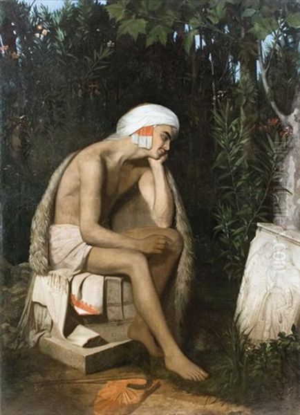 Un Jeune Patre Decouvre Un Bas-relief Antique Sur Le Bord D'un Ruisseau Ou Il Allait Se Baigner Souvenir De Moree Dit Le Berger Grec - view 1