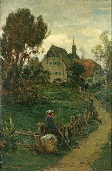Rastender Wanderer Vor Grosem Hofgut - view 1