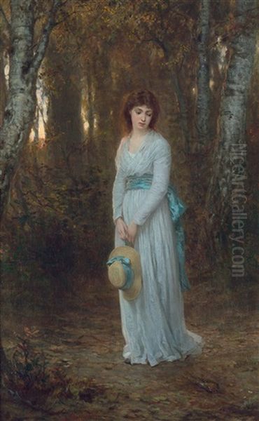 Meditation: Junge Frau Im Birkenwald - view 1