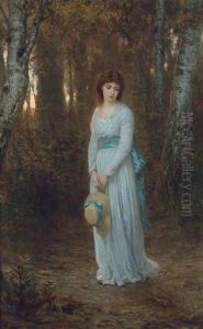 Meditation: Junge Frau Im Birkenwald by Wilhelm Amberg