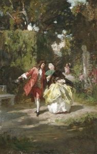 Galantes Paar Im Schlospark by Wilhelm Amberg