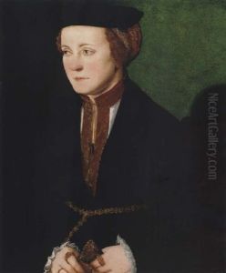 Portrait Of A Noblewoman Wearing Black Holding A Pair Of Gloves