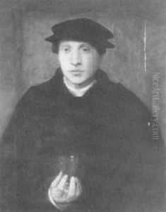 Portrait Of A Young Man, Half Length In A                   Black Cloak And Cap, Holding A Glass