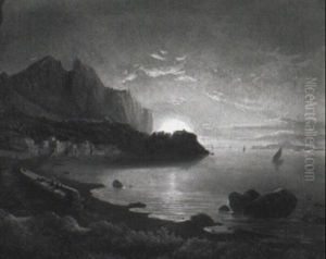 Harbour View At Sunset, Capri by Gustave Adolph Amberger