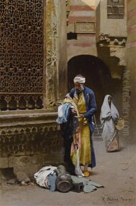 Merchant Before The Sabil Of Nafisa Al-bayda, Cairo by Raphael von Ambros