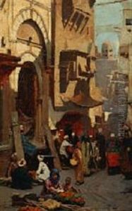 Street Scene From Cairo by Raphael von Ambros
