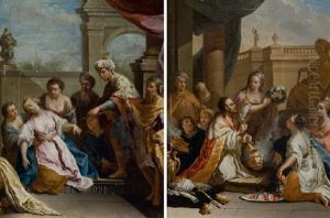 Kronung Der Esther (+ Esthers Ohnmacht Vor Ahasver; Pair) by Wenzel Bernhard Ambrozy