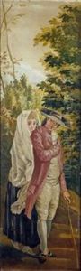 Caballero Con Baston Y Dama (fragment)