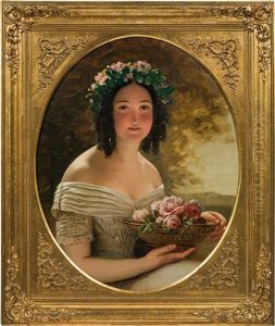 Girl With A Bowl Of Roses