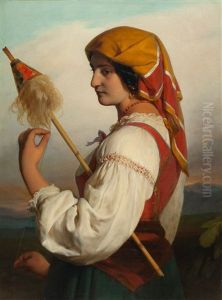 Italienerin Mit Spinnrocken by Friedrich von Amerling