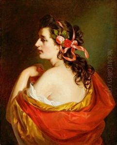 Junge Frau Mit Blumenschmuck by Friedrich von Amerling