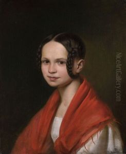Bildnis Eines Jungen Madchens Mit Rotem Tuch Und Zopfen by Friedrich von Amerling