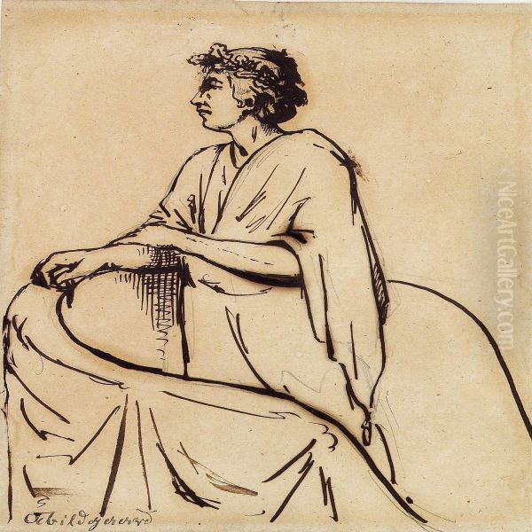 Man In A Classical Attire And A Wreath Of Oak Leaves In His Hair, Standing In A Chariot - view 1