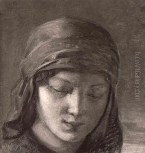 Study Of A Young Girl's Head - view 1