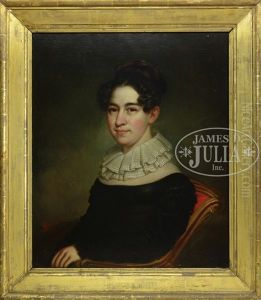 Portrait Of A Woman With A Lace Neck Ruffle by Ezra Ames