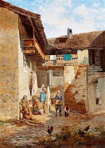 Organ-grinder On The Yard by Eduard Ameseder
