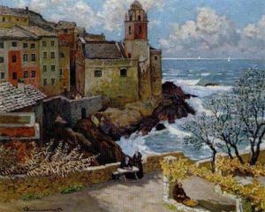 Tellaro An Der Rivier Levante Bei Spezzia by Eduard Ameseder