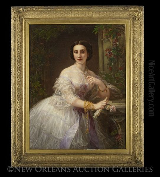 Portrait Of A Lady In White, Under An Arbor - view 1