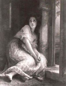 Portrait Of A Young Girl Sitting By A Window by Bernardo Amiconi