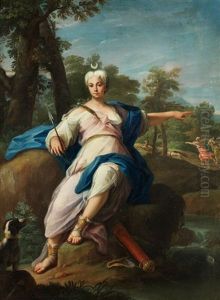 Die Jagdgottin Diana In Landschaft by Jacopo Amigoni