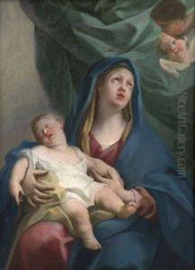 Die Madonna Mit Dem Kind Und Engeln by Jacopo Amigoni
